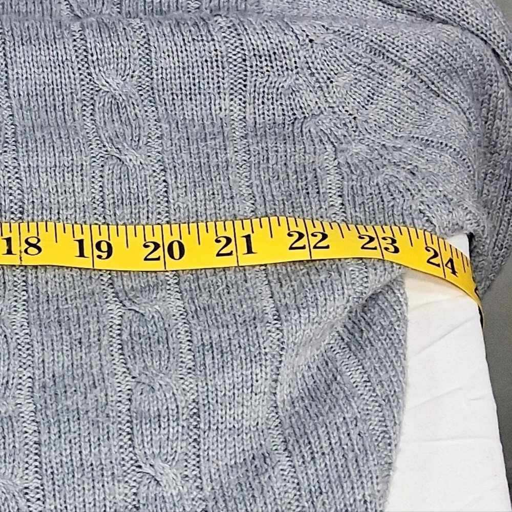 Men's Vintage XL Stretchy Campus Gray Cable Knit ButtonDown Cardigan Sweater - Picture 6 of 8
